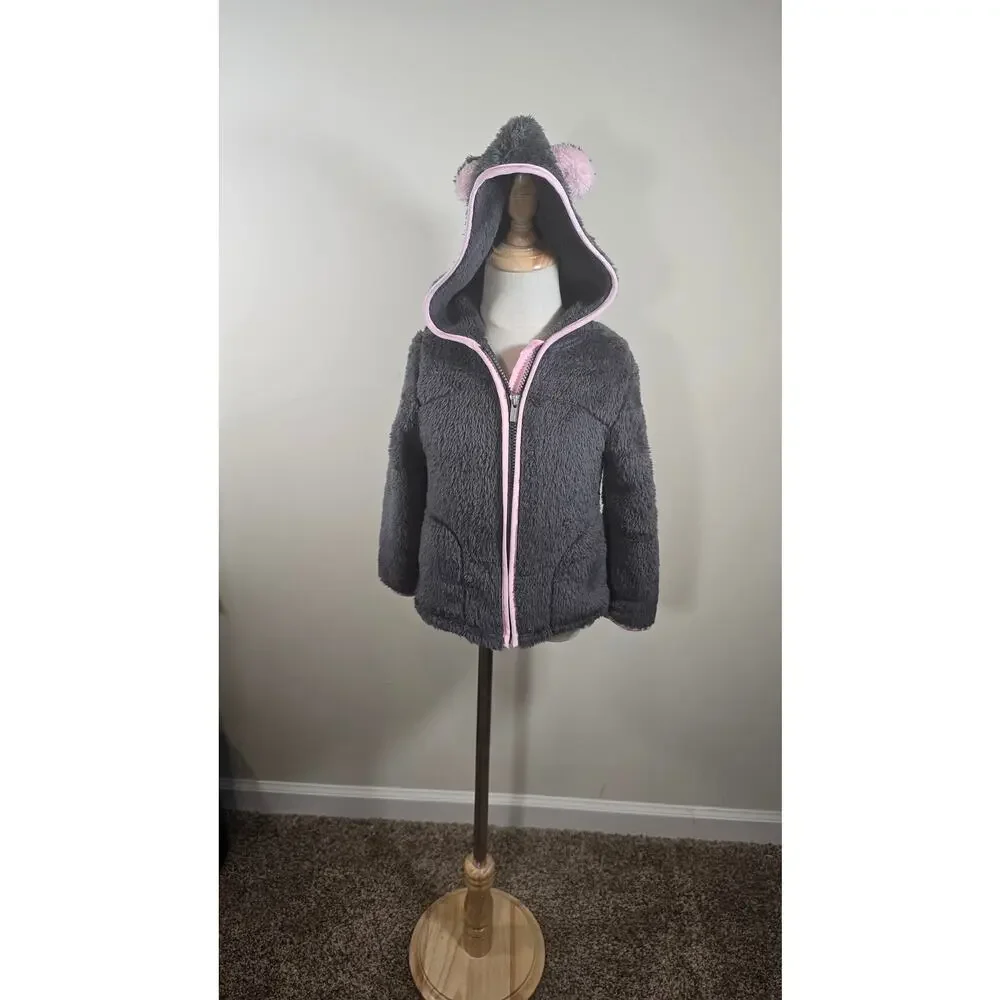 Old Navy Jacket Coat Pink and Grey With Pink Ears on Hood Size 4T